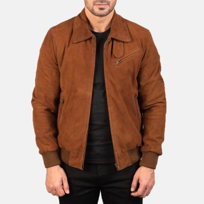 Tomchi Tan Suede Leather Jacket front