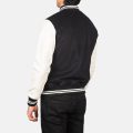 Vaxton Black & White Hybrid Varsity Jacket back