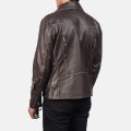 Vincent Brown Leather Biker Jacket back