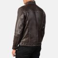Youngster Brown Leather Biker Jacket back