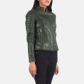 Adalyn Quilted Green Leather Biker Jacket side
