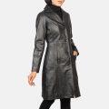 Alexis Black Single Breasted Leather Coat 1