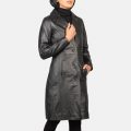 Alexis Black Single Breasted Leather Coat