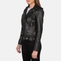 Alison Black Leather Biker Jacket side
