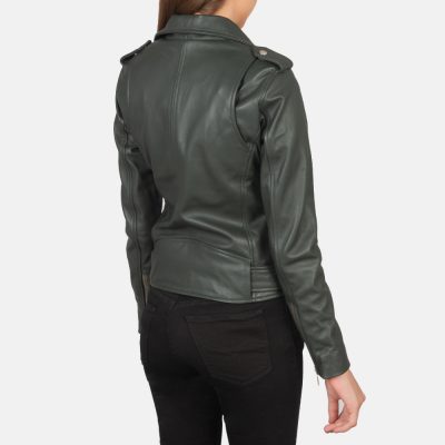 Alison Green Leather Biker Jacket back