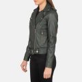 Alison Green Leather Biker Jacket side