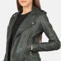 Alison Green Leather Biker Jacket zoom
