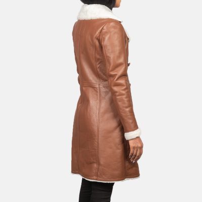 Amie Brown Double Breasted Shearling Coat back
