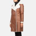 Amie Brown Double Breasted Shearling Coat side