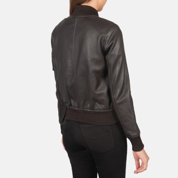 Ava Ma-1 Brown Leather Bomber Jacket back