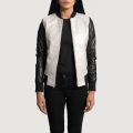 Cole Silver Leather Bomber Jacket open