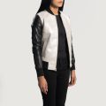 Cole Silver Leather Bomber Jacket side