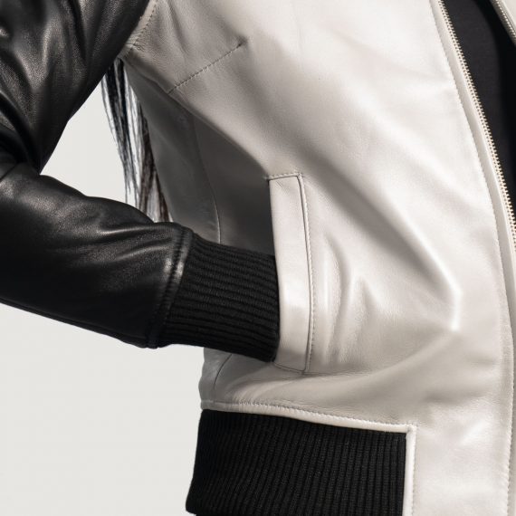 Cole Silver Leather Bomber Jacket zoom