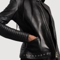 Haley Ray Black Leather Biker Jacket zoom