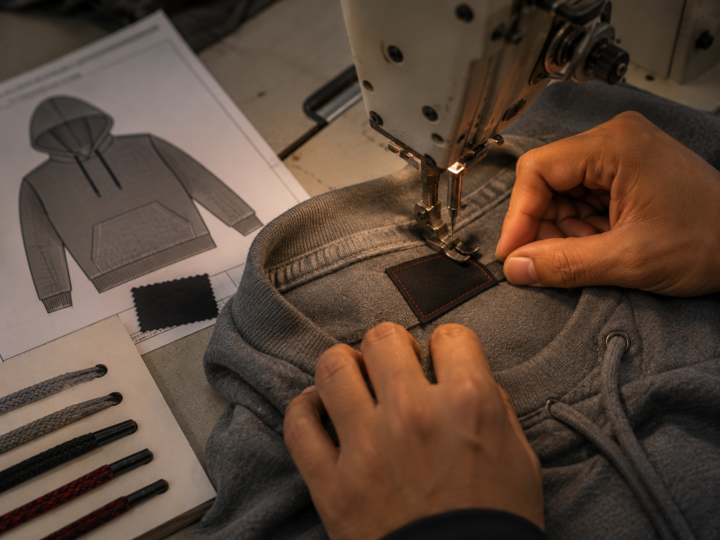 Custom hoodie manufacturing - branding and label process